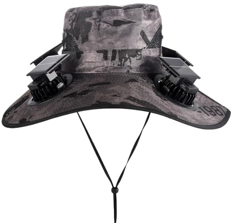 Sombrero con Ventilador Incorporado y Panel Solar, 4 Ventiladores y ala Ancha Protección Solar, Sombreros para Mujer, para Pesca, Jardinería, Senderismo, Trabajo de Verano