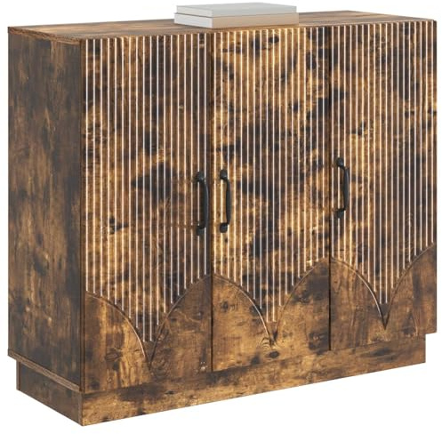 vidaXL Sideboard Geräucherte Eiche 89 x 34,5 x 77 cm Holzwerkstoff, Wohzimmer Aufbewahrungseinheit, Moderne Buffets, Sideboards, schicke Organizer, praktische Möbel, Deko