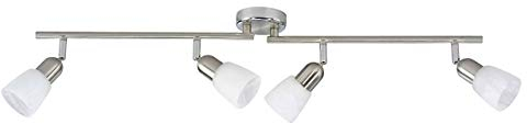 BRILLIANT Lampe Sofia Spotrohr 4flg eisen/chrom/weiß | 4x D45, E14, 40W, geeignet für Tropfenlampen (nicht enthalten) | Arme drehbar/Köpfe schwenkbar