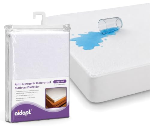 Aidapt Washable Rustle Free Single Bed Sheet Mattress Protector For Incontinence and Leak Protection With Absorbent Non Sweat Comfortable Terry Cotton Upper Layer and Waterproof Non Slip Backing.