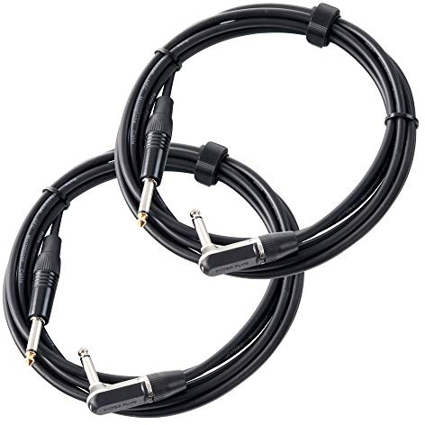 Pronomic 2er Set Stage INST-A-3 Klinkenkabel (6,3 mm Winkelstecker, Gitarren-/Instrumentenkabel, Länge 3 m) Schwarz