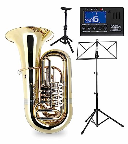 Classic Cantabile BRASS T-190 4/4 Bb Tuba SET inkl. Mundstück, Softcase, Notenständer, Metronom und Tuba-Spielständer