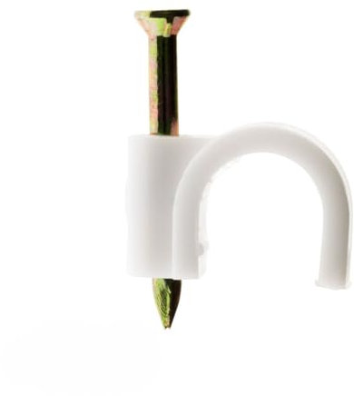 Zenitech - Gancho de Fijación Ø9mm Para Cables, Fundas y Hilos - Lote de 100 - Plástico de Alta Calidad - Clavo Especial para Hormigón Para Fijación Sólida - Normas CE - Blanco