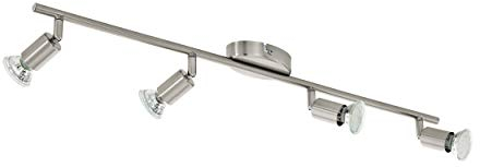 EGLO LED Deckenleuchte Buzz-LED, 4 flammige Deckenlampe, Deckenstrahler aus Metall in Nickel-Matt, Wohnzimmerlampe, Küchenlampe, Spots inkl. GU10 Leuchtmittel, warmweiß, L 68,5 cm
