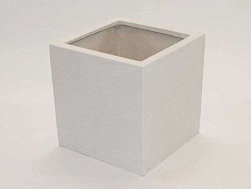 Elegant Einrichten Blumenkübel Fiberglas quadratisch 50x50x50cm Perlmutt weiß.