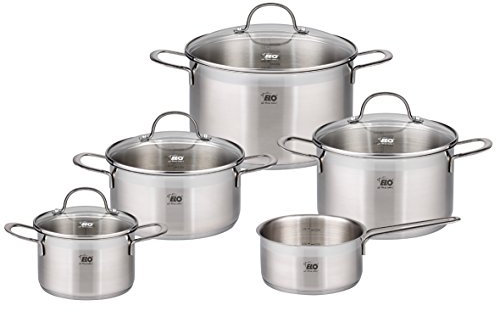 ELO 42505 Top Collection – Juego de ollas (5 Piezas, Acero Inoxidable, Plata, 52 x 27 x 25 cm