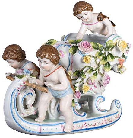 Porzellan Schlitten Engelschlitten Prunkschlitten Cherubin Barock oap070 Palazzo Exclusiv