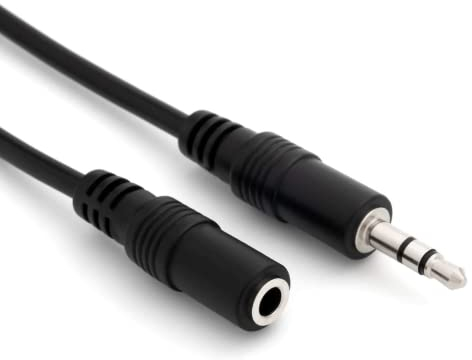 CABLEPELADO Cable Audio alargador Extensor | Jack Audio Estéreo 3,5 mm Macho a Hembra | Cable alargador de Audio estéreo | para Altavoces, Auriculares, Móvil, Tablet, MP3 | Negro | 5 metros