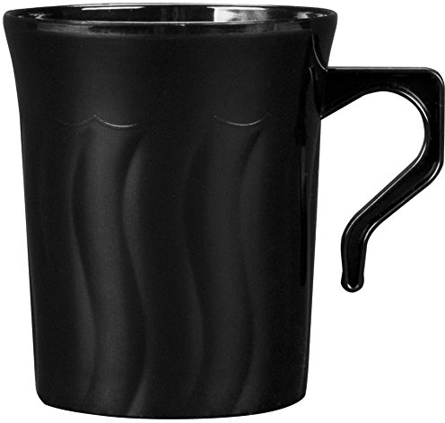 Juego de 16 tazas de café y té reutilizables de plástico, 220 ml, color negro
