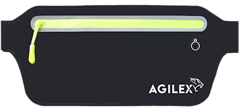 AGILEX Ultraflache Bauchtasche für Running - Lauftasche Jogging, Sportgürtel, Hüfttasche, Laufgürtel, Running Belt zum Joggen, Sport, Fitness, Laufen - für alle Smartphones