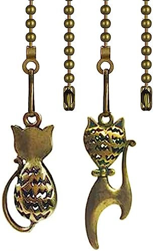 hyamass 2 Vintage Lovely Cat Hollow Out Charm Anhänger Deckenventilator Danglers Fan zieht Kette EXTENDER mit Kugelkette