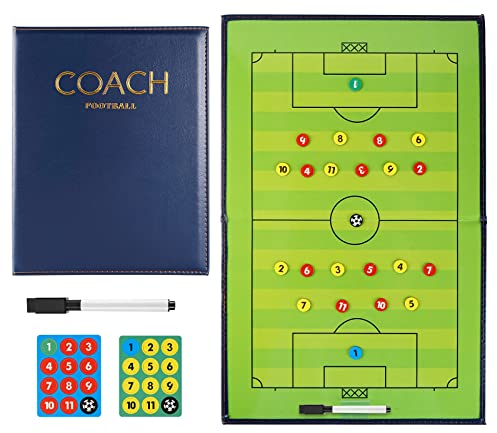 RoseFlower Trainer Taktikmappe Fussball, Professional Faltbares Fußball Taktikmappe Taktiktafel Coach-Board mit Magnete, Stifte und Radiergummi (Größe: 44cm x 32cm)
