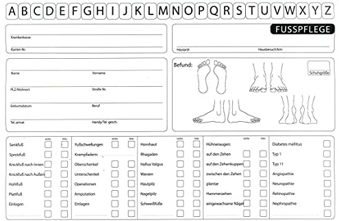 Karteikarten für Fußpflege/Pediküre. (5 Stk.) | KLAPPKARTEN