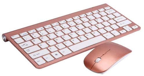 FidgetGear Tastiera mouse wireless multimediale ergonomica ultra-sottile per PC portatile oro rosa