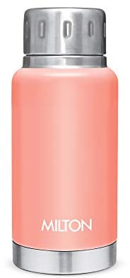 Milton Insulated Water Bottle 5.4 oz (160 ml) Stainless Steel Double Walled Vacuum Flask Hot and Cold Drinks, Leak-Proof Simple Screw Lid, Office, Gym, Elfin 160 Peach