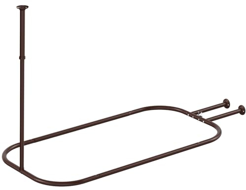 Duschvorhangstange, quadratische Form, Badezimmer, strapazierfähig, rostfrei, oval, 148,1 x 61 cm, für freistehende Badewannen, Bronze