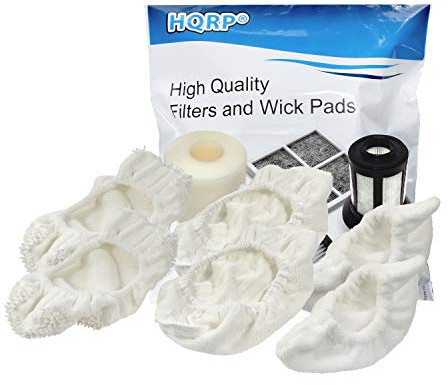 HQRP 6pcs Kit Microfiber Steam Mop Pads Compatible with Oreck Steam-It All Purpose Steam Wand STEAM100 STEAM100LRH Steamer, Replacement Cleaner Bonnets