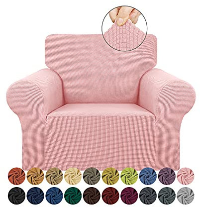 KEKUOU Stretch-Stuhl-Sofa-Schonbezüge, 1 Stück, Spandex, waschbar, Jacquard-Möbelschutz, weich mit elastischer Unterseite für Kinder, Haustiere, (Dusty Pink, klein)