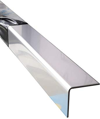 Kantenschutz VA, 2000mm 90 Grad Winkelprofil 20x20 mm Schenkelinnenmaß aus Edelstahl blank 1 mm stark L-Winkel, Eckschutzschiene,