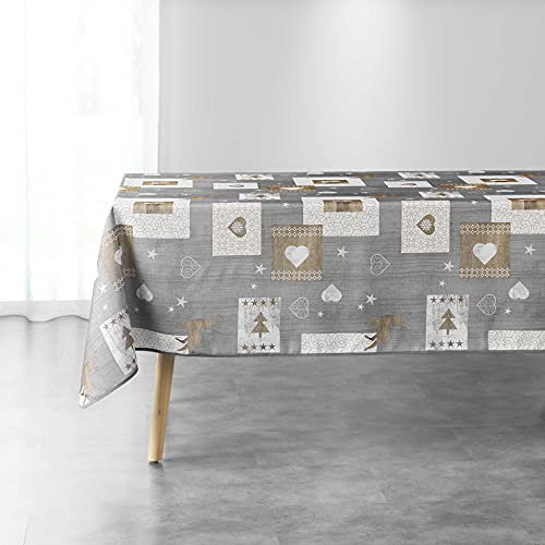 Douceur d'Intérieur Nappe Rectangle (150 x 300 cm) Augustin Gris, Polyester Imprimé