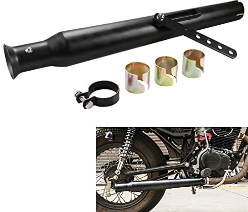 Motorrad Auspuff Universal Universal Slip On 38mm 40mm 42mm Einlass Auspuff Motorrad Schalldämpfer Schalldämpferrohr Slip On für Dirt Bike Street Bike Scooter Cafe Racer (Schwarz)