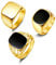 KALVICA 3 Stück Wide Siegelring Edelstahl Ringe Herren Männer Mode Emaille Geschnitzter Ring Goldfarbener Vintage Hip Hop Rock Ringe Ritterring Größe 54-70