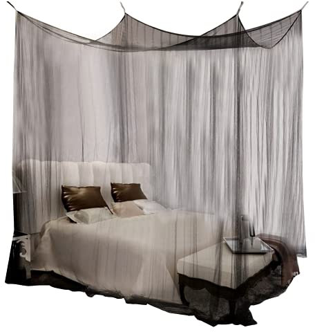 Zanzariera a 4 Angoli, zanzariera zanzariera di Lusso per Letto King Size(Nero)
