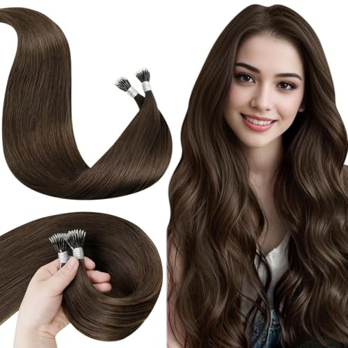 LaaVoo Haarverlängerung Nanoring Braun 40cm 50g 50s Remy Nanoring Haar Extensions Menschenhaar Pre Bonded Nanoring Extensions Echthaar #4 Einfarbig Braun