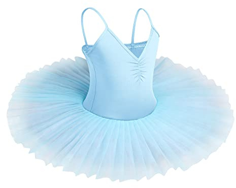 IBAKOM Girls Swan Lake Ballet Dance Tutu Dress V Neck Camisole Leotard Dancewear Ballerina Dancing Costume Gymnastic Spaghetti Strap Sleeveless Dance Outfit