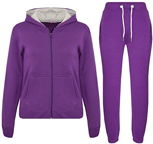 A2Z 4 Kids Plain Tracksuit Contrast - T.S Contrast Trim Purple & Grey 7-8.