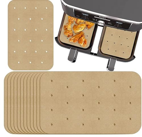 Favson 120 PCS Heißluftfritteuse Backpapier, Luftfritteusen-Zubehör, 5.5 x 8 Zoll Antihaft Heißluftfritteuse Einlagen für Ninja DZ201 Foodi 6-in-1 8-qt