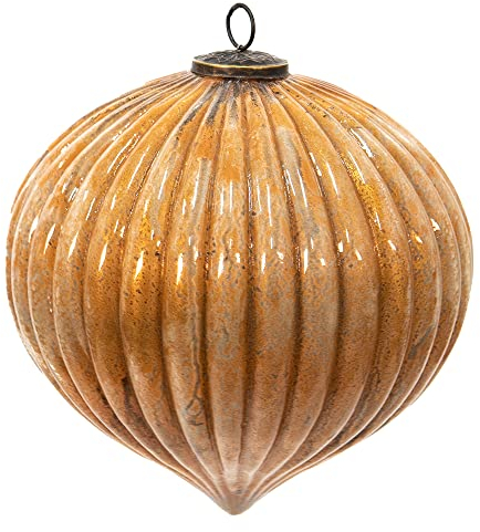 Clayre & Eef Weihnachtskugel XL Ø 25 cm Goldfarbig Glas Weihnachtsdekoration
