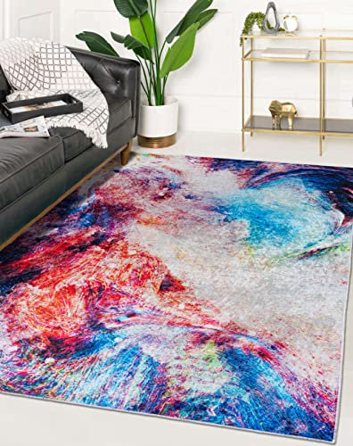 Mazovia Modern Teppich - Kurzflor Waschbar - Weich Teppich für Wohnzimmer, Schlafzimmer, Esszimmer – Teppiche Abstrakt - Bunt 160 x 230 cm