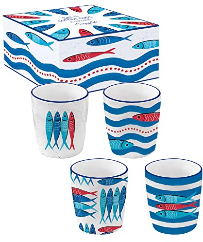 Easy Life COFFRET 4 GOBELETS A CAFE 12CL EN PORCELAINE