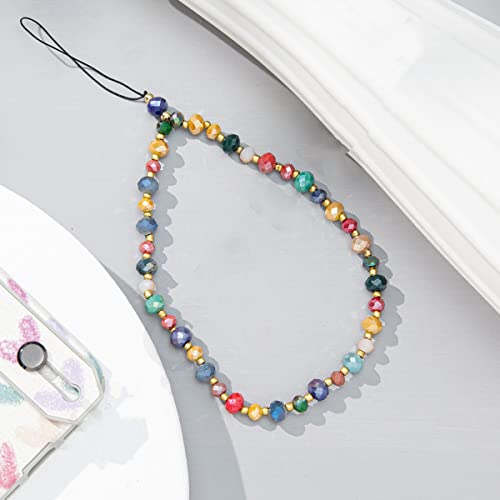 Böhmische Anti-Verlorene Handy Lanyard,Bunte Perle Telefon Lanyard Handykette Handschlaufe Universale Telefonkette Handy Charm Handyhülle Anhänger Dekoration Zubehör Handyanhänger für Damen,Bunt