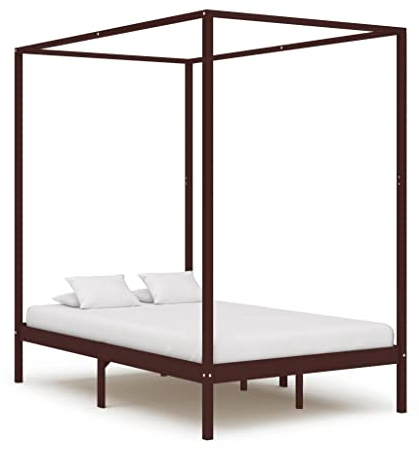 möbelando Himmelbett 299785 aus Kiefer in Dunkelbraun. Abmessungen (LxBxH) 204x124x200 cm