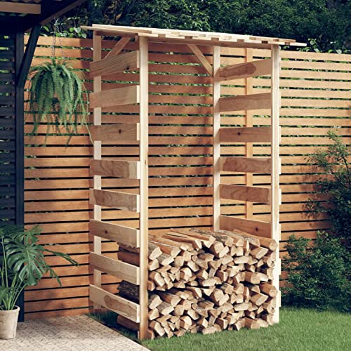 Keketa Pergolas avec toit - Étagère à bois de chauffage - 100 x 90 x 200 cm - En pin imprégné