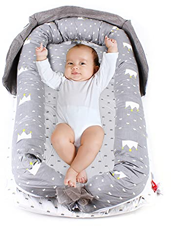 Baby Nest Set, 90 x 50 cm, abnehmbares Einlegebett, Kuschelnest, Krabbeldecke für Babys, 100% Baumwolle für 0-2 Jahre altes tragbares Bett im Bett
