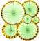 Yosawa 6Pcs Paper Fan Flowers Hanging Paper Fans Decoration for Birthday Wedding Christmas Graduation Theme Party （Green Gold Lace）