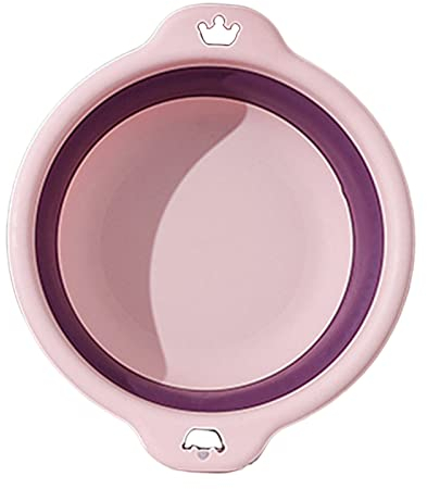 tinysiry Collapsible Tub Portable Washing Basin Large Capacity Plastic Washtub for Outdoor Camping, Space Saving for Dishing, Round Washing Up Bowl Pink S 1