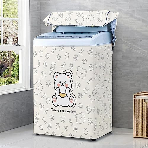 Odot Impresión Funda Lavadora de Carga Superior Funda, Lavadora Exterior Impermeable con Cremallera para Lavadora y Secadora de Carga Superior (L Capacidad 6.8-8kg,Oso)
