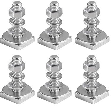 Roof Bike/Ski/Awning Rack T-Slot Bolts, Flush-Mounted SUV RV Rooftop Cargo Carrier Rack Bolts Mounting Hardware, M8x1.25, 4mm Thick, 35mm Long T-Track Adapter, Stainless Steel, Square Head, 6 Pack