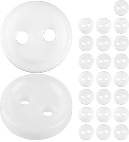 Knappar för kläder, 24 st, 2-hålade, Ø 8,9 mm, i vitt, av polyester, storlek 14L, hartsknappar för jacka, rock, skjorta, polotröja, DIY-knappar av harts, tvättknappar, basknappar, hantverksknappar