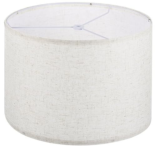 PATIKIL Tambor Lámpara Pantallas, 13x13x9 Lino Redondo Lámpara Pantalla para Mesa Lámparas Fácil Montaje Pantalla para Sobremesa Lámparas Pie Lámparas Cabecera, Beige