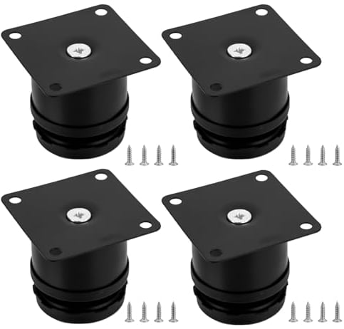4 Pièces Pieds de Meubles Réglables, Pied de Table Reglable Hauteur Métal, Pieds Meuble Cuisine, Pieds de Meubles Armoires éTagèRes Table Acier Inoxydable, avec Vis (50X50MM, Noir)