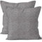 Encasa XO Feine Chenille-Kissenbezüge 2-teiliges Set - Silver - 60x60 cm Strukturiertes, einfarbiges, weiches und glattes dekoratives Kissen mit quadratischem Akzent für die Couch