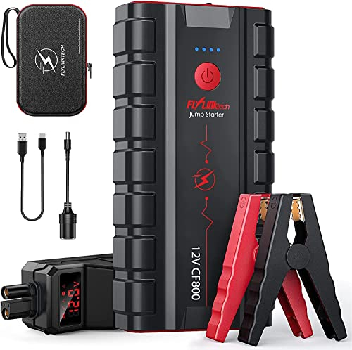 FLYLINKTECH Starthilfe Powerbank, 7000A Auto Starthilfe für 12V Fahrzeuge (Bis zu 10L Benzin/9L Diesel), Starter Powerbank mit LED, 2 Schnelllade USB Ausgänge, DC Ausgang, Starthilfekabel