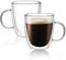 CNGLASS Doppelwandige Macchiato Gläser 500ml/17oz, Groß Isolierte Kaffeetassen Glas 2er Set, Klare Kaffeegläser Tassen mit Henkel für Kalte und Heiße Getränke