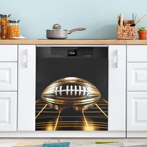 Dishwasher Magnetic Covers Gold Football Ball on Black Dishwasher Magnetic Covers for The Front Cover for Dish Washer 23 x 26 Inch