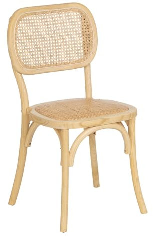 LOLAhome Silla con Rejilla Natural de Madera de Olmo de 45x41x88 cm